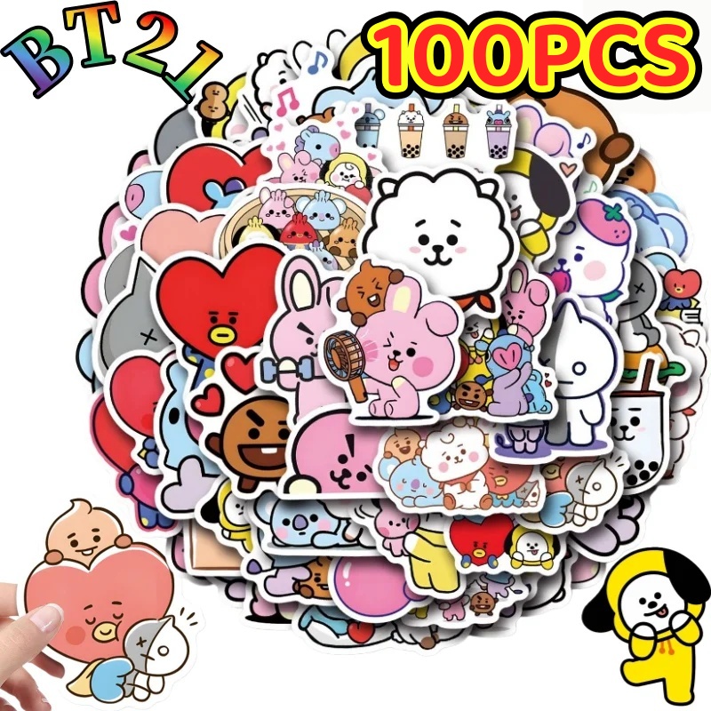 100/200PCS Adesivos BT21 Chimm - Cookies Pack avaliação e preço